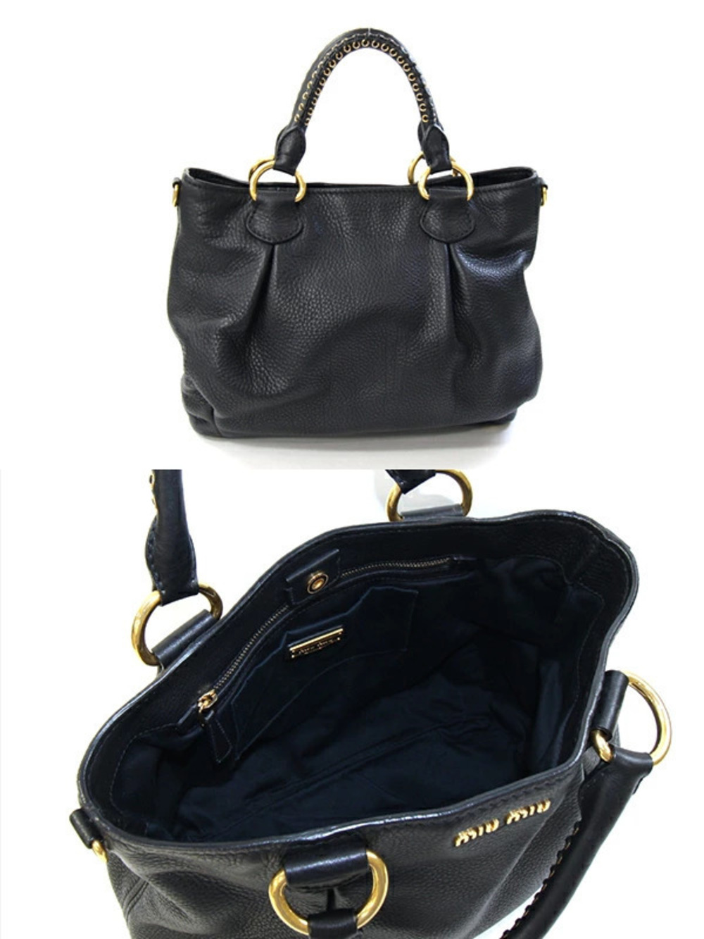 Miu Miu Handbag Leather Shoulder Bag Crossbody Black